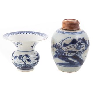Chinese Export Canton Cuspidor & Ginger Jar