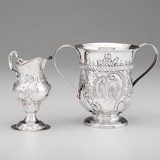 Georgian Sterling Loving Cup and Creamer 