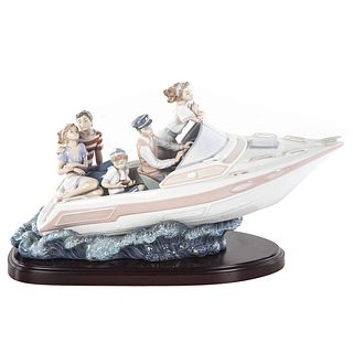 Lladro Porcelain Group, Speedboat Family Outing