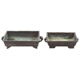 Two Chinese Bronze Bulb Planters