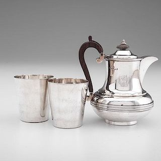 Peter and Ann Bateman Georgian Sterling Teapot and Beakers 
