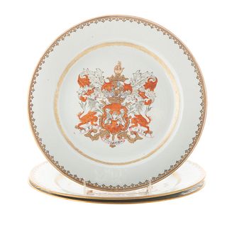 Three Chinese Export Armorial Plates