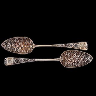 English Silver Gilt Spoons 