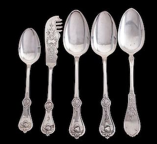 American Coin Silver Spoons and Cheese Knife 
