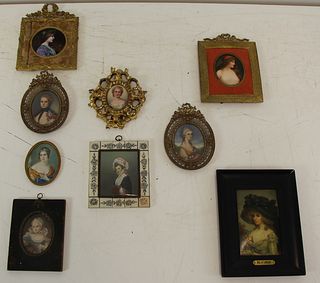 GROUPING OF NINE PORTRAIT MINIATURES.