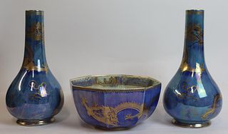 Wedgwood Fairyland Luster Porcelain Bow & Vases