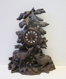 Highly Carved Black Forest Figural Clock