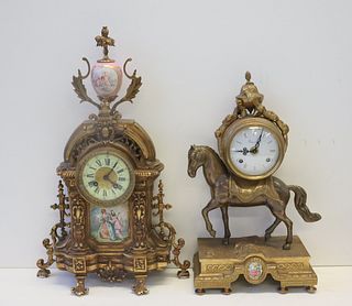 2 Antique Bronze mantel Clocks.