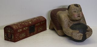 Antique Asian Carved Wood Footrest Together