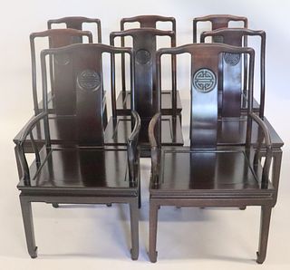 Set Of 8 Fine Quality Chinese Hardwood Chairs.
