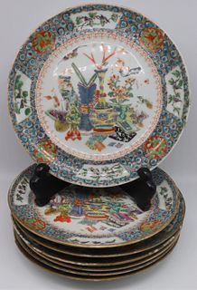 (7) Chinese Famille Verte Enamel Decorated Plates.