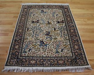 Vintage And Finely Hand Woven Figural Area Carpet