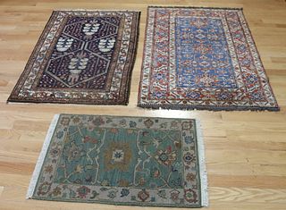 3 Antique And Finely Hand Woven Area Carpets.