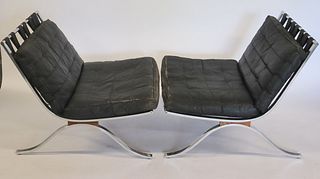 Midcentury Pair Of Barcelona Style Chairs.