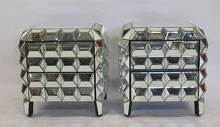 Pair Of Mirrored Sputnik Style Chests