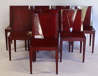 Set Of 8 Vintage Lacquered Chairs Sgd Lowenstein