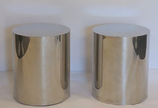 Midcentury Pair Of Chrome End Tables.
