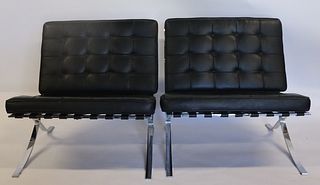Pair Of Quality Leather Upholstered Barcelona
