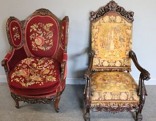 2 Antique And Highly Carved Chairs With