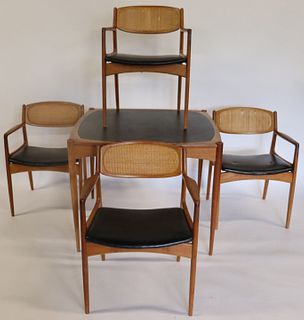 Midcentury Danish Modern Card Table and 4