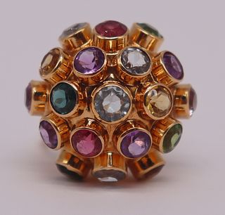 JEWELRY. 18kt Gold and Colored Gem Sputnik Style