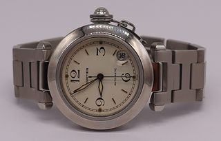 JEWELRY. Pasha de Cartier Stainless Steel Watch.