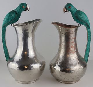 SILVERPLATE. Pair of Cobre Mexican Pitchers.