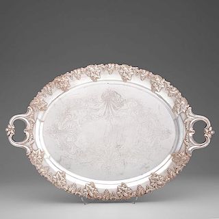 American Silverplated Trays with Grape and Vine Motif 