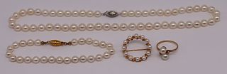 JEWELRY. Assorted Pearl and Gold Jewelry Grouping.