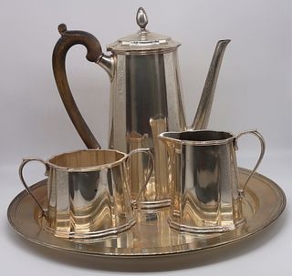 STERLING. 3 Pc. Tiffany & Co Tea Service with Tray