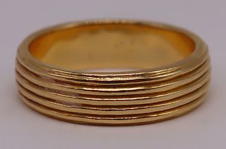 JEWELRY. Signed Forley 18kt Gold Ribbed Ring.