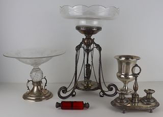 SILVER. Assorted Silver and Silverplate Objets.
