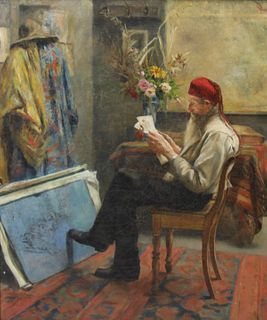 Franz Hoffman. Sgnd Oil On Canvas "Le Philosiphe"