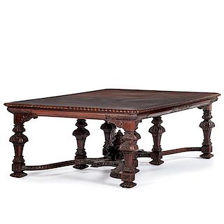 Jacobean-style Carved Walnut Dining Table 