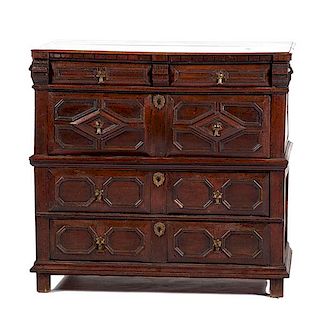 Charles II Paneled Four-Drawer Chest 