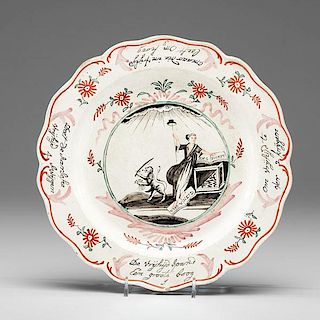 Dutch Decorated English Creamware Plate 