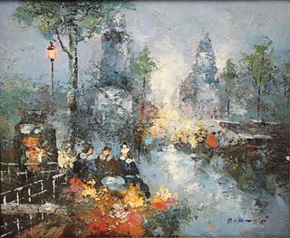 Illegibly signed Oil On Canvas Parisian Scene