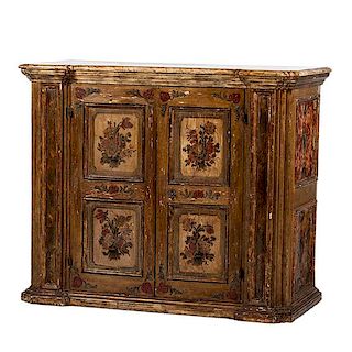 Italian Painted Credenza Cabinet 