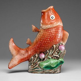 Large Chinese Export Porcelain Fish Vase 