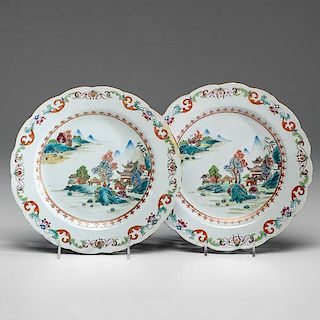 Pair of Famille Rose Chinese Export Plates 