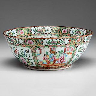 Chinese Export Rose Medallion Punch Bowl 