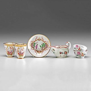 Chinese Export Cups, Saucer, and Sauce Boat 