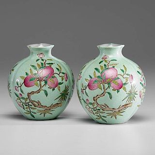 Pair of Chinese Famille Rose Vases 