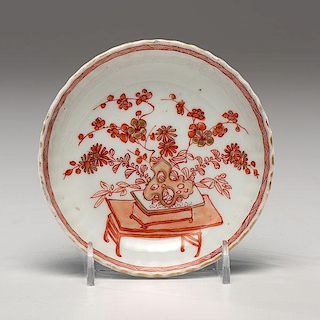 Chinese Kangxi Period Red and Gilt Porcelain Saucer 