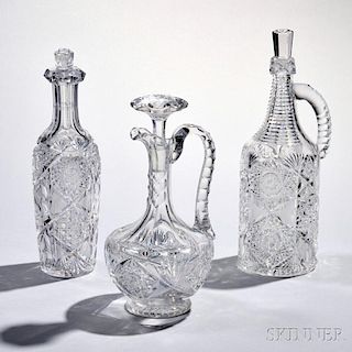 Three American Brilliant-cut Colorless Glass Decanters
