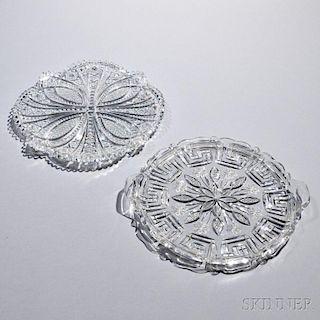 Two Libbey Brilliant-cut Colorless Glass Trays