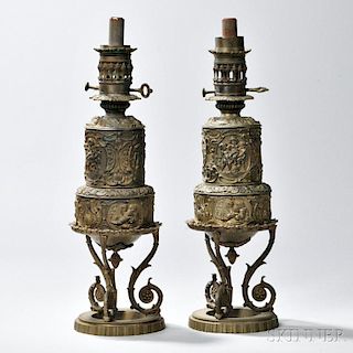 Pair of French Brass Lamp Bases