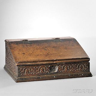 Carved Oak Lift-top Box