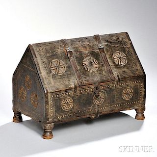 Iron-bound Carved Oak Chest