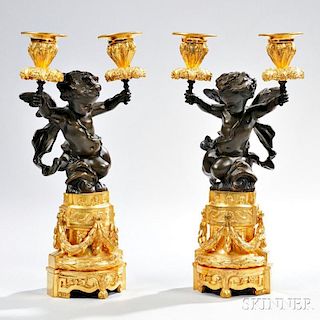 Pair of French Two-light Candelabra